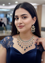 Elegant Victorian Kundan Necklace Set with Mint Green Teardrop Stones & Matching Earrings – Indian Kundan Jewellery | Libasaa
