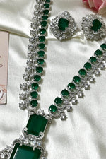 Green Emerald Original Polki Luxury Lady Trending Long Premium AD Set - Libasaa.com