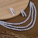 Malaika Arora Indian Wedding Bridal White American Diamond Choker Necklace Set, Sabyasachi Inspired AD Jewelry, Bollywood Punjabi Jewelry - Libasaa.com