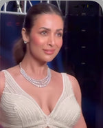 Malaika Arora Indian Wedding Bridal White American Diamond Choker Necklace Set, Sabyasachi Inspired AD Jewelry, Bollywood Punjabi Jewelry - Libasaa.com