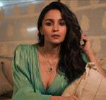 American Diamond Alia Bhatt inspired premium quality doublet pendant necklace set prom jewelry, Indian jewellery, zircon cz indo western - Libasaa.com