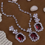 American Diamond Alia Bhatt inspired premium quality doublet pendant necklace set prom jewelry, Indian jewellery, zircon cz indo western - Libasaa.com