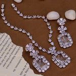 American Diamond Alia Bhatt inspired premium quality doublet pendant necklace set prom jewelry, Indian jewellery, zircon cz indo western - Libasaa.com