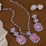 American Diamond Alia Bhatt inspired premium quality doublet pendant necklace set prom jewelry, Indian jewellery, zircon cz indo western - Libasaa.com