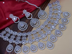 Premium American Diamond Emerald Wedding Necklace Hot Selling Heavy Bridal AD Choker set, Ad bridal choker, heavy ad necklace set - Libasaa.com