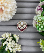 Moissanite Kundan Ring – Adjustable Bridal & Party Jewelry - Libasaa.com