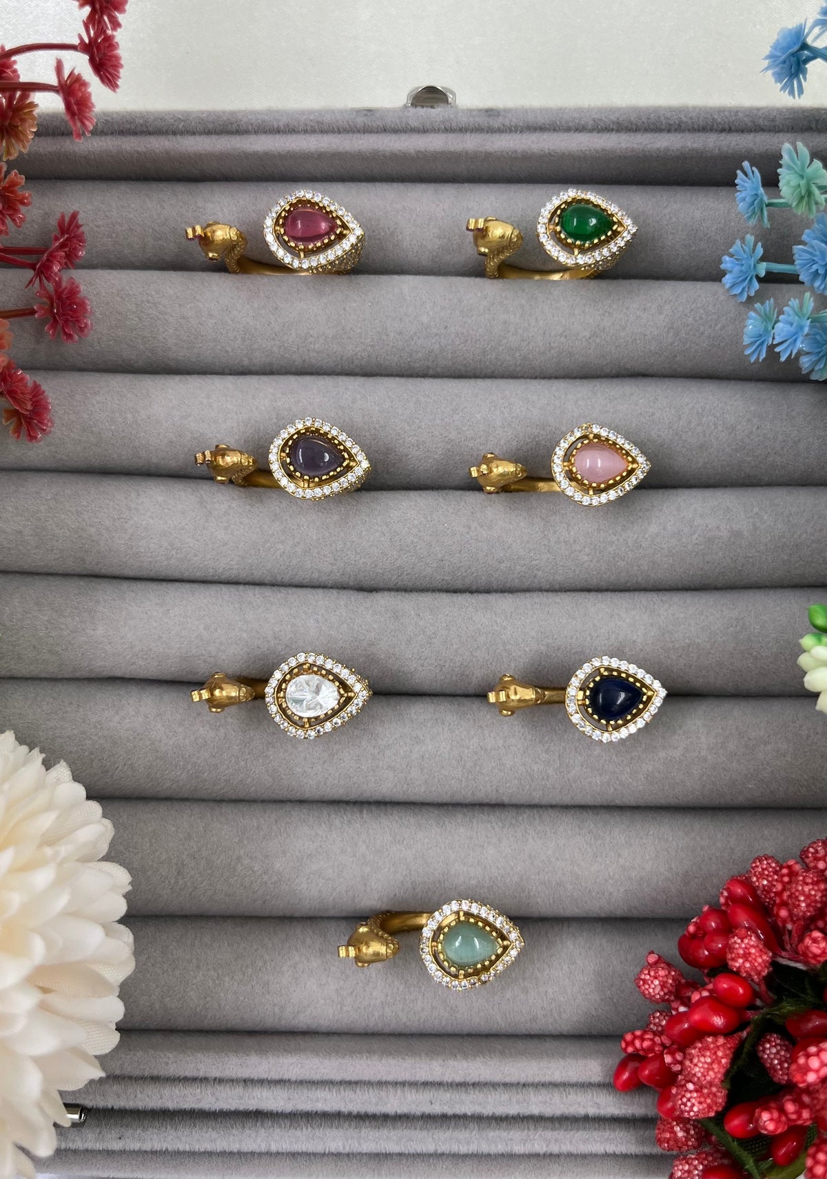 The Royal Peacock Adjustable Kundan Finger Ring – Premium Bridal Jewelry - Libasaa.com