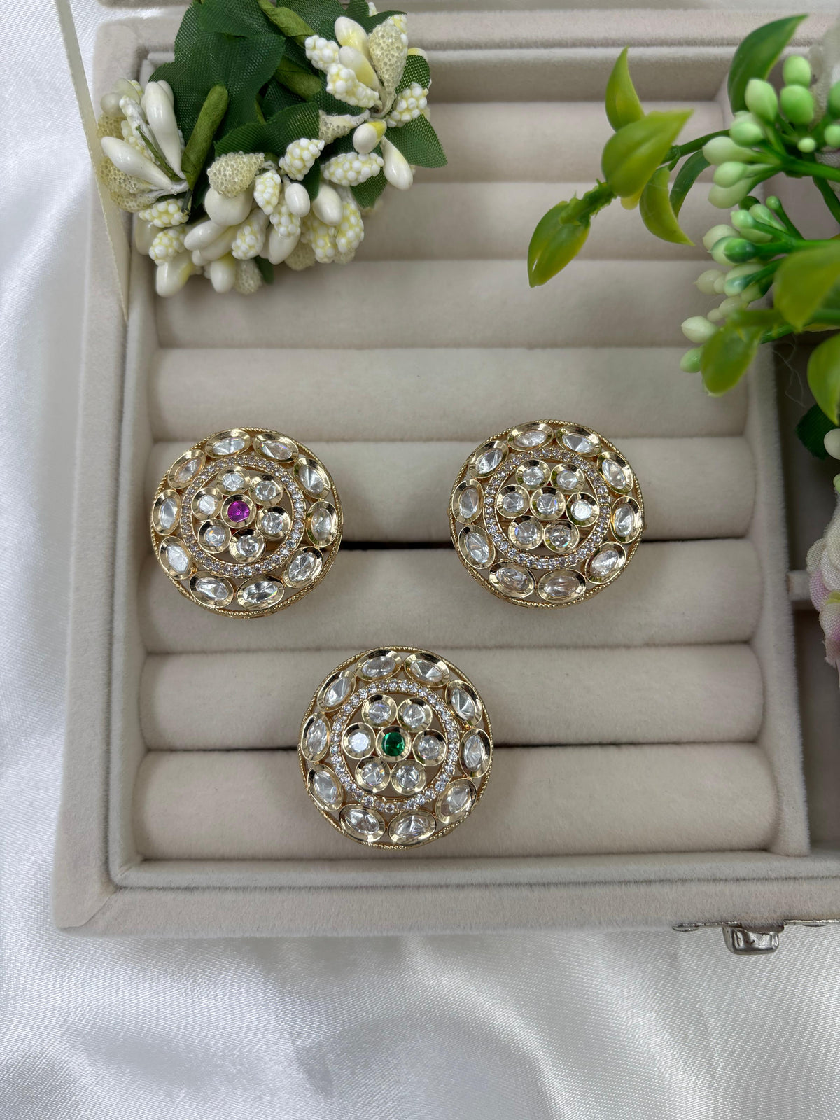 Premium Moissanite Kundan Fingering – Elegant Bridal & Party Ring - Libasaa.com