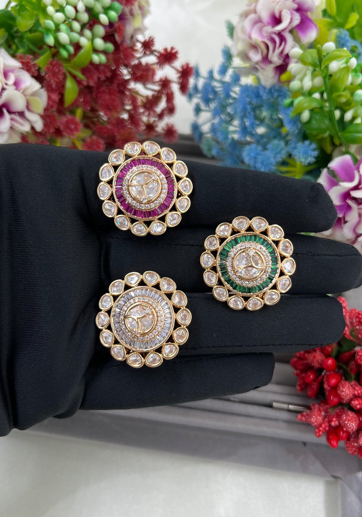 Polki Moissanite Kundan Finger Ring – Elegant Bridal Jewelry - Libasaa.com