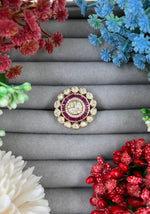 Polki Moissanite Kundan Finger Ring – Elegant Bridal Jewelry - Libasaa.com