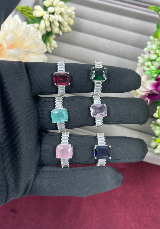 Elegant Emerald-Cut Crystal Statement Rings – Multi-Color Collection - Libasaa.com
