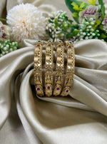 Rajwadi Pearl Elegance Bangles – Set of 4 Royal Classics - Libasaa.com