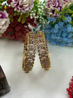 Victorian Pink Stone Bangles for Women | Gold Plated Designer Kada Bangles Set | Bridal Wedding & Party Wear Jewellery