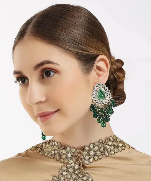 Bollywood Kundan Earrings Indian Earrings pearl Earring Pakistani Earrings Statement - Libasaa.com