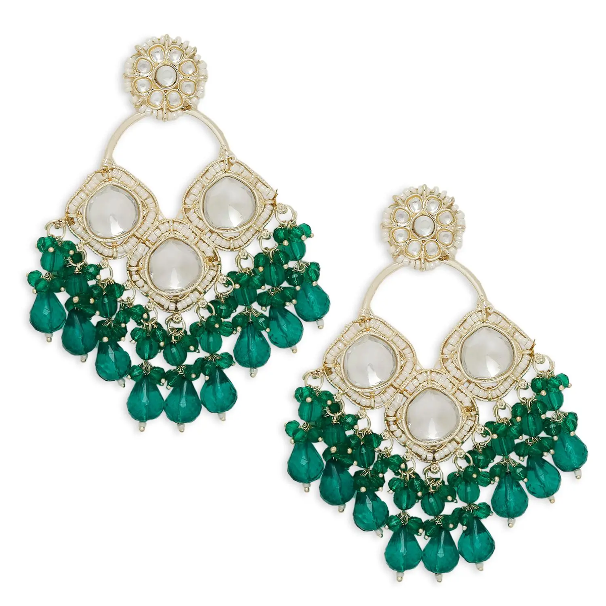 Kundan Earrings Indian Earrings Sangeet Earrings Gold Jhumkas Gold Kundan Earrings Pakistani Earrings Pearl and Kundan Earrings - Libasaa.com