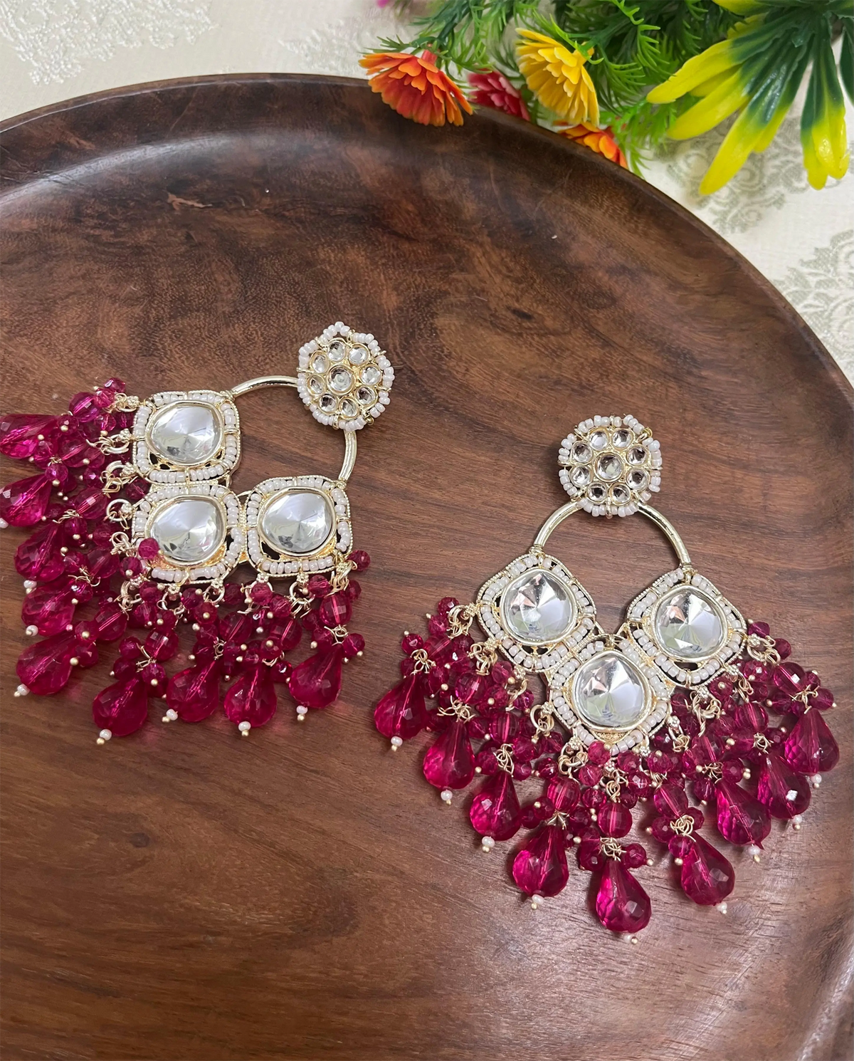 Kundan Earrings Indian Earrings Sangeet Earrings Gold Jhumkas Gold Kundan Earrings Pakistani Earrings Pearl and Kundan Earrings - Libasaa.com