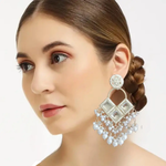 Kundan Earrings Indian Earrings Sangeet Earrings Gold Jhumkas Gold Kundan Earrings Pakistani Earrings Pearl and Kundan Earrings - Libasaa.com