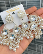 Kundan Earrings Indian Earrings Sangeet Earrings Gold Jhumkas Gold Kundan Earrings Pakistani Earrings Pearl and Kundan Earrings - Libasaa.com