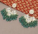 Kundan Earrings Indian Earrings Sangeet Earrings Gold Jhumkas Gold Kundan Earrings Pakistani Earrings Pearl and Kundan Earrings - Libasaa.com