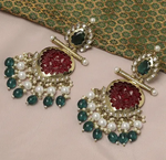 Kundan earrings, Indian Earrings, pearl earrings, Pakistani Earrings, bollywood Earrings. Kundan Jewelry - Libasaa.com