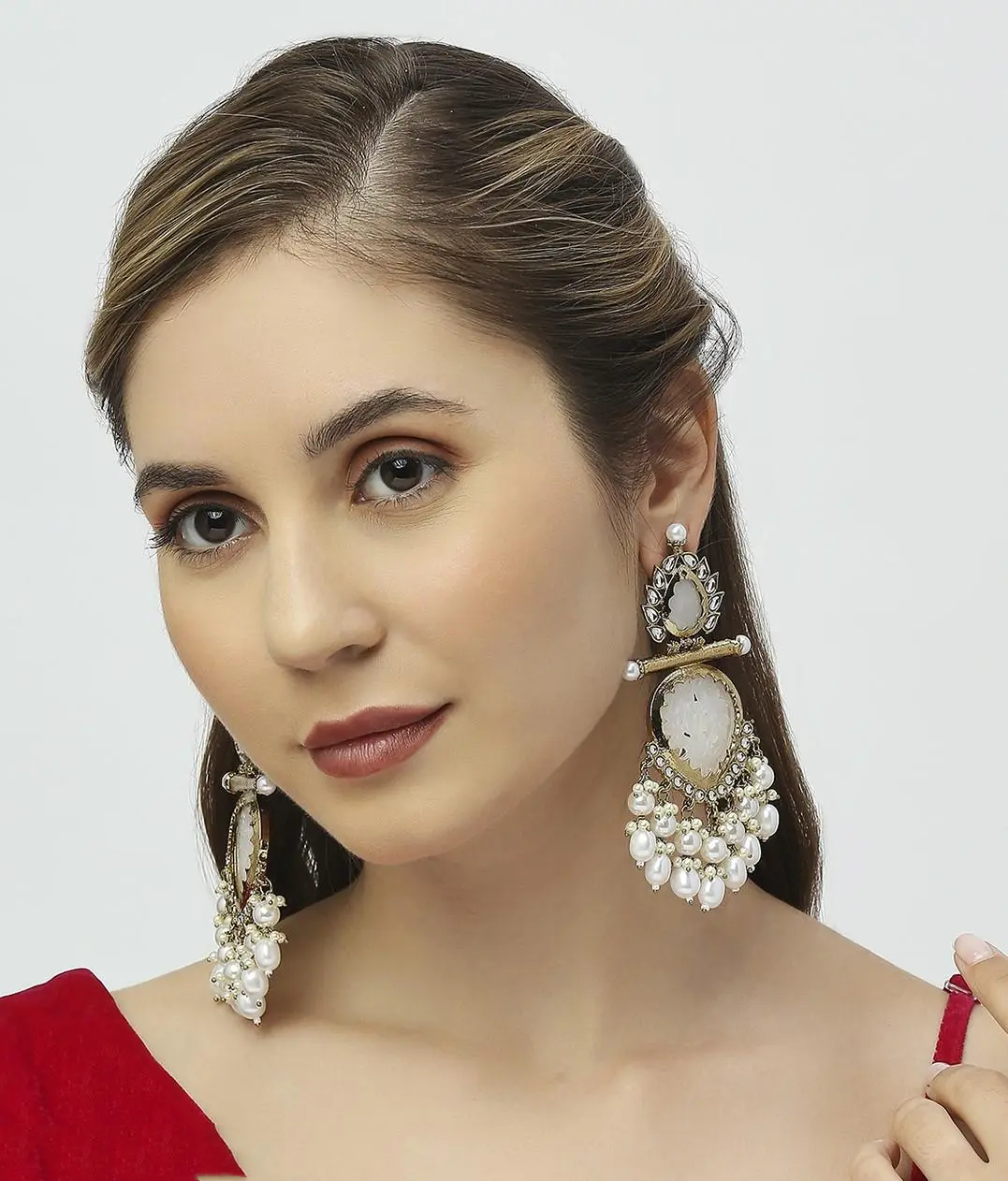 Kundan earrings, Indian Earrings, pearl earrings, Pakistani Earrings, bollywood Earrings. Kundan Jewelry - Libasaa.com