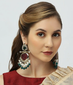 Kundan earrings, Indian Earrings, pearl earrings, Pakistani Earrings, bollywood Earrings. Kundan Jewelry - Libasaa.com