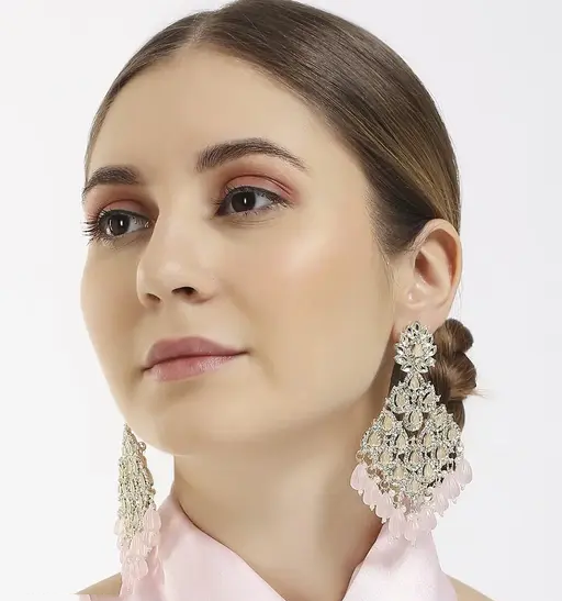 Austrian Stone And Beads Earrings, Indian Wedding jewellery, bridal,bollywood jewelry, prom, zirconia danglers (Copy) - Libasaa.com