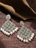 Austrian Stone And Beads Earrings, Indian Wedding jewellery, bridal,bollywood jewelry, prom, zirconia danglers (Copy) - Libasaa.com