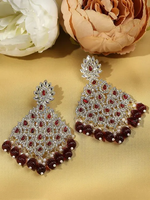 Austrian Stone And Beads Earrings, Indian Wedding jewellery, bridal,bollywood jewelry, prom, zirconia danglers (Copy) - Libasaa.com