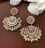 Kundan earrings, Polki Kundan Chandbali, Indian Earrings, pearl earrings, Pakistani Earrings, bollywood Earrings, Kundan Jewelry - Libasaa.com
