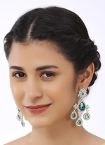 American Diamond (AD) style Medium Dangling Earring, Perfect for Wedding, Party wear, Indian, Pakistani, bridal jewelry. - Libasaa.com