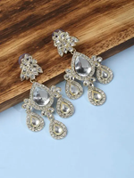 American Diamond (AD) style Medium Dangling Earring, Perfect for Wedding, Party wear, Indian, Pakistani, bridal jewelry. - Libasaa.com