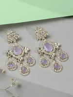 American Diamond (AD) style Medium Dangling Earring, Perfect for Wedding, Party wear, Indian, Pakistani, bridal jewelry. - Libasaa.com