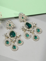 American Diamond (AD) style Medium Dangling Earring, Perfect for Wedding, Party wear, Indian, Pakistani, bridal jewelry. - Libasaa.com