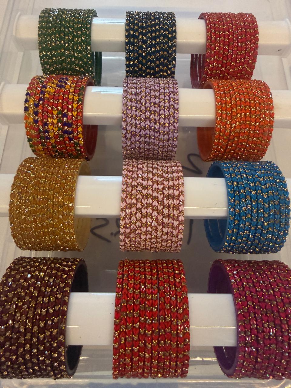 Heart Shape Glass Bangles Combo Set,12 Color Traditional Indian Bangles Set, Bridal Bangle Elegant Indian Traditional Chudi Set for Bridal & Festive Wear