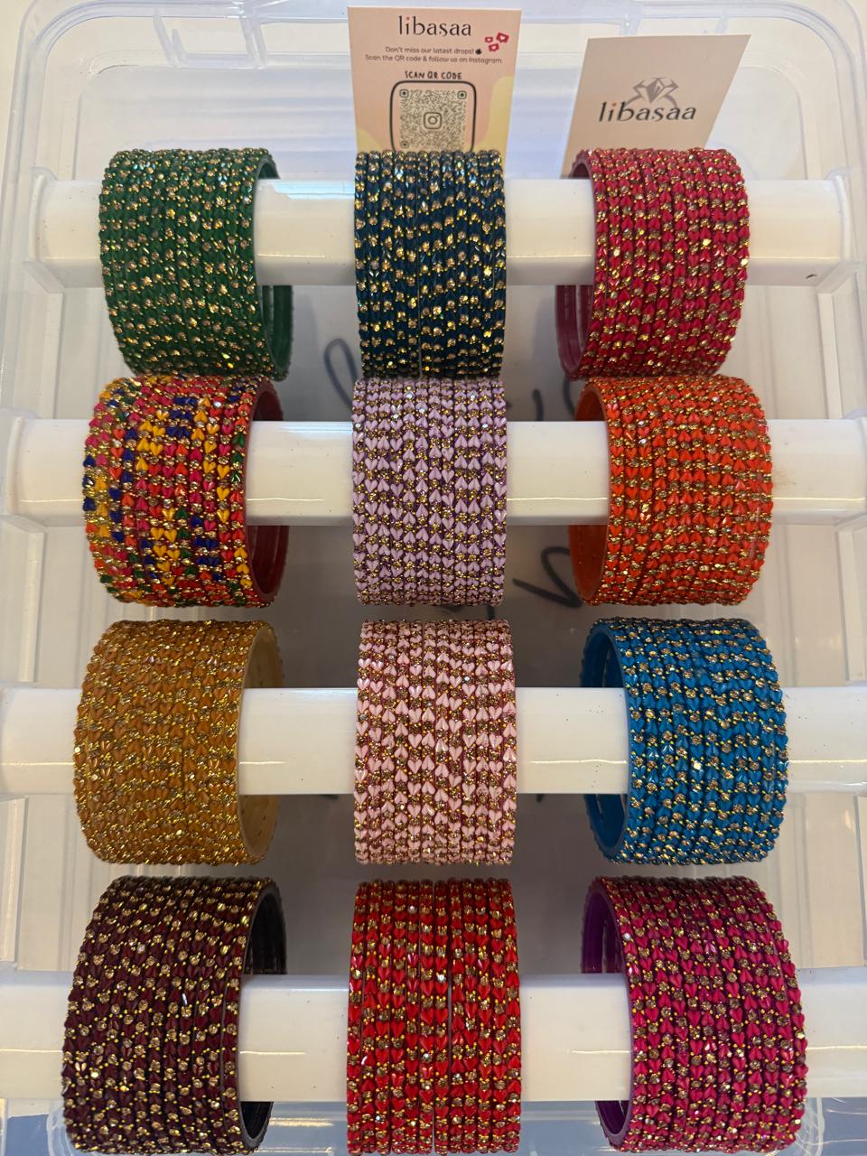 Heart Shape Glass Bangles Combo Set,12 Color Traditional Indian Bangles Set, Bridal Bangle Elegant Indian Traditional Chudi Set for Bridal & Festive Wear