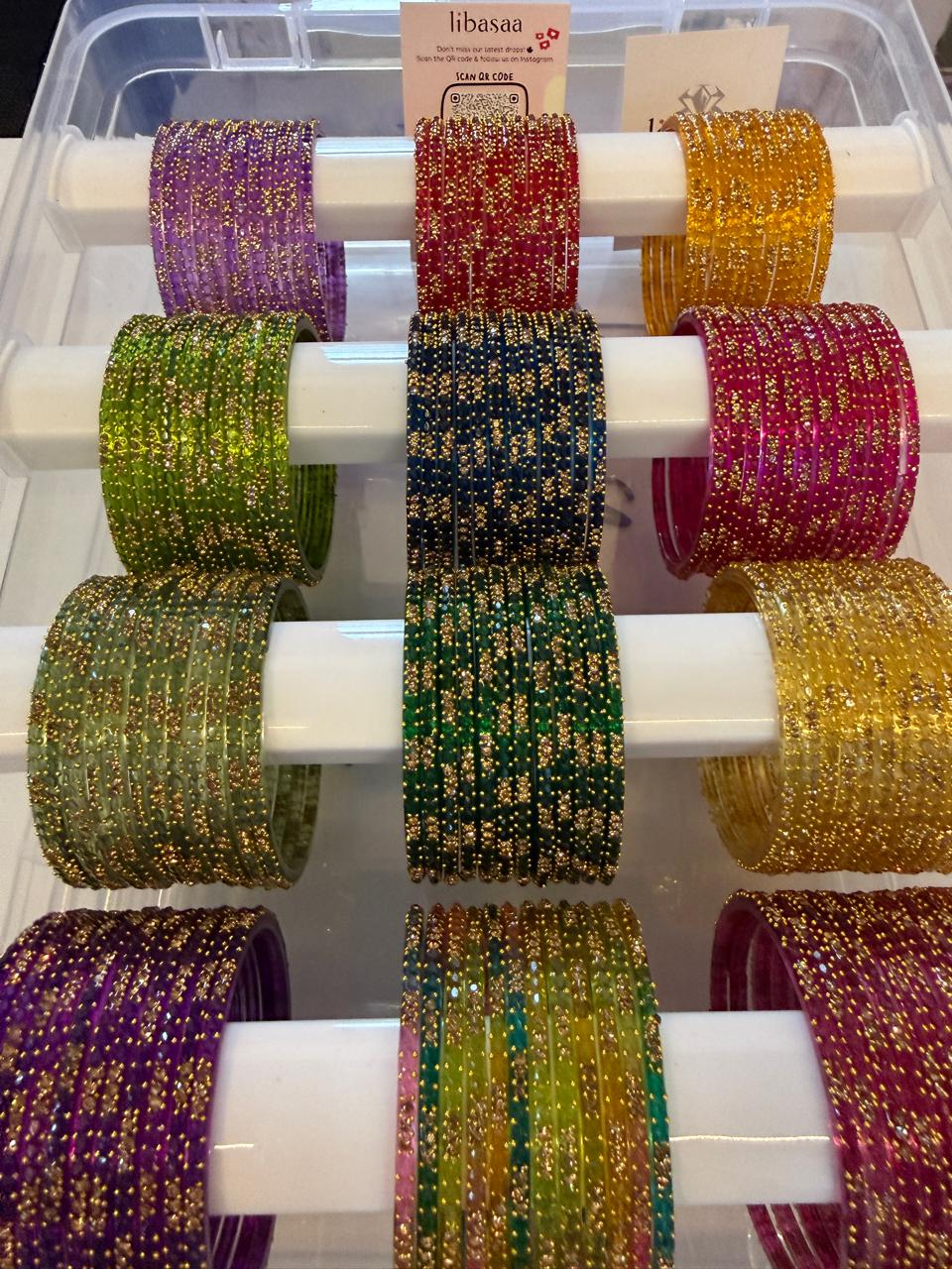 Crystal Stone Drop Glass Bangles Combo Set,12 Color Traditional Indian Bangles Set, Bridal Bangle Elegant Indian Traditional Chudi Set for Bridal & Festive Wear