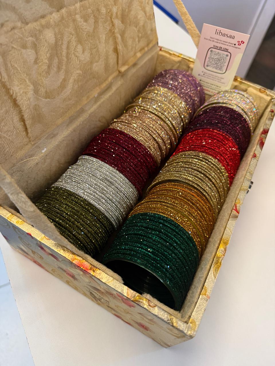 Indian Premium Glass Stone Combo Box | Indian Jewellery | 12 Dozens 12 Colours Combo Glass Bangles Set | Premium Indian Bangles Set for Weddings & Daily Wear