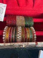 Indian New Glass Gold Stone Bangles with Raindrop Design Ad Kada Set Combo | Bridal Bangle Set | Traditional Indian Jewellery Bangles Set