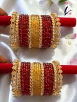 Luxury Raindrop Bridal Bangle Set | Red & Gold Glass Bangles Combo for Women | Kashmiri Wedding Chura Jewelry Set
