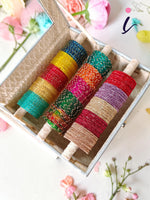 Rain drop Bangles Glass Combo Box for Women | 3 Designer Styles | 5 Color Collection, Traditional Indian Bangles Set, Bridal Bangle Elegant Indian Traditional Chudi Set for Bridal & Festive Wear