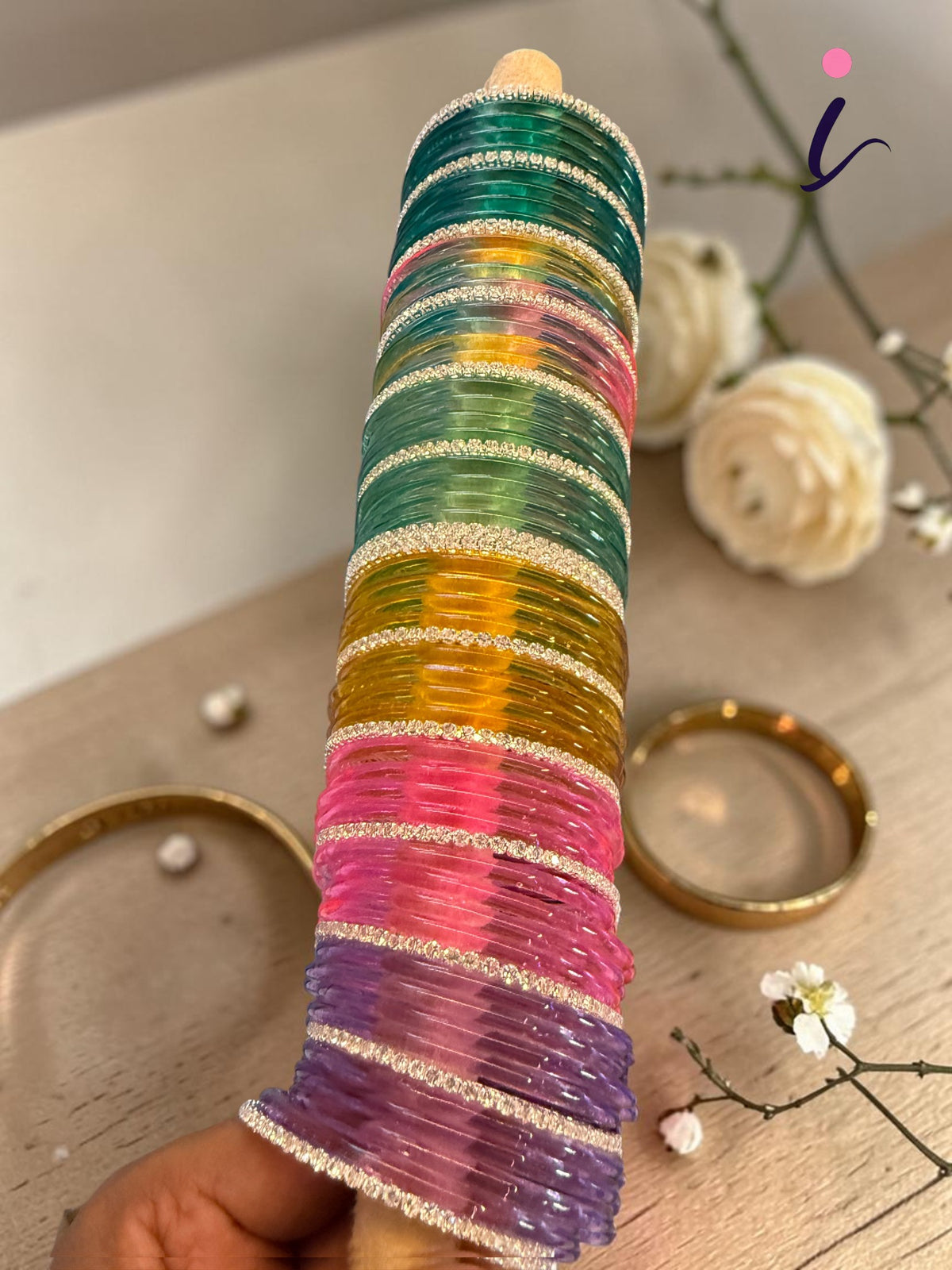 Silver Stone Jelly Glass Bangles Set – 6 Vibrant Colours | 8 Bangles Per Packet | Trendy Fashion Chudi Set for Women & Girls