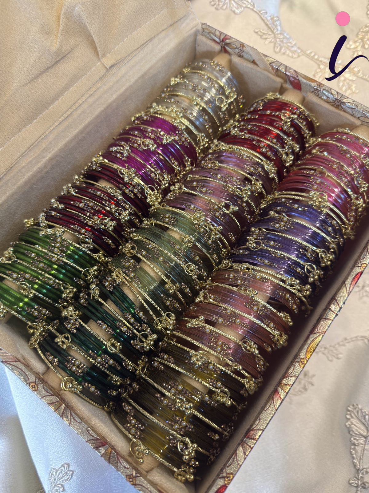 Plain Motifs Glass Bangles With New Kashmiri Ghunghroo Bangles Combo of Set 12 Colours Box | 60 PcsKashmiri Ghunghroo Bangles Indian Bangles Set & Jewelry