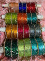 New Rain drop Glass Bangles 12 Colors with 28 Golden BanglesTraditional Indian Bangles Set, Bridal Bangle Elegant Indian Traditional Chudi Set for Bridal & Festive Wear
