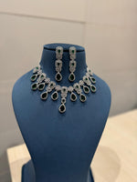 Riya American Diamond Emerald Wedding Necklace CZ Bridal Choker Elegant AD Necklace - Libasaa.com