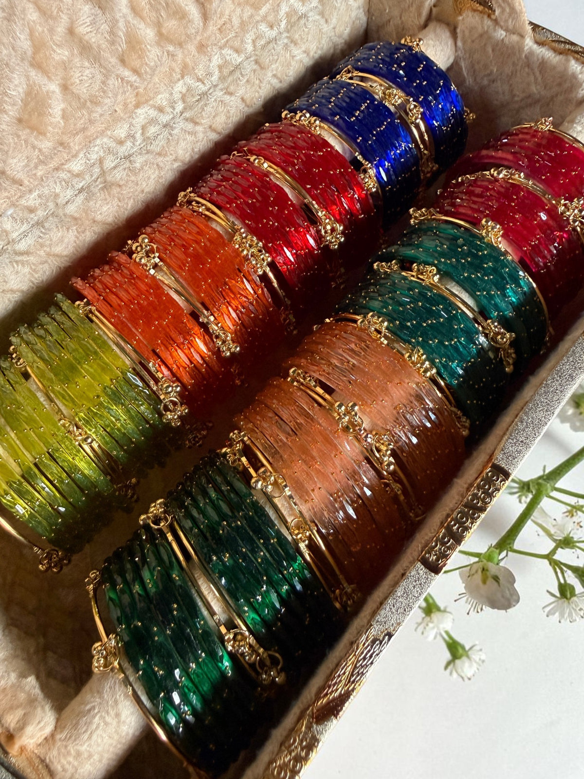 Indian New Kashmiri Ghunghroo Bangles with Raindrop Design 8 Colors | Bridal Bangle Set | Traditional Indian Jewellery Bangles Combo Box Set