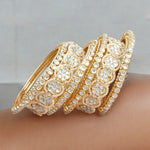 Bridal Gold Plated Floral Design Bangle Kada Set For Wedding - Libasaa.com