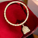 Golden Teardrop Indian Bangle With Jhumki Jewelry - Libasaa.com