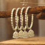 Golden Teardrop Indian Bangle With Jhumki Jewelry - Libasaa.com