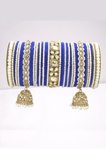 Blue & White Ethnic Alloy Pearl Bangles Set, Bridal | Wedding Bangles| Colorful | Beautiful | Fashion Bangles | Special Occasions | Eid - Libasaa